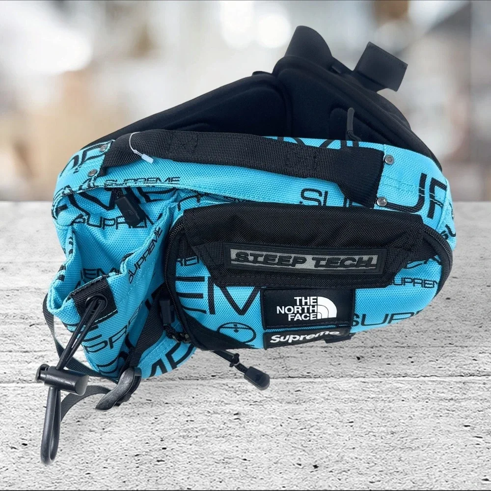Supreme The North Face Steep Tech Waist Bag Mens OS Teal Blue Logo Print